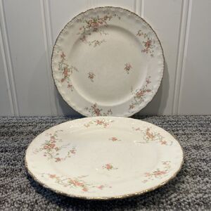 Set of 2 Vintage Pope Gosser Jean China 10” Dinner Plate Made In USA Gold Trim